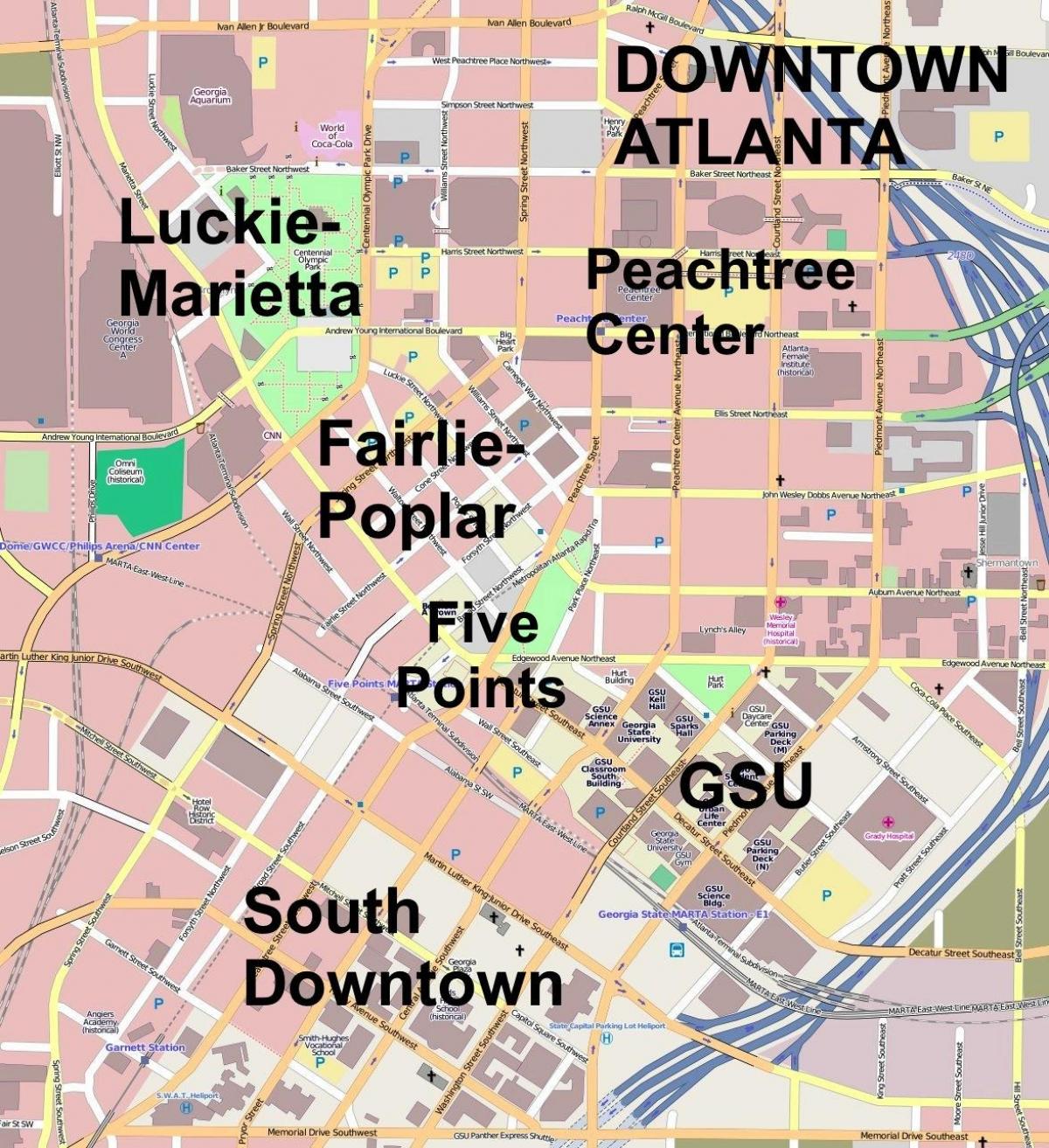 peta dari pusat kota Atlanta
