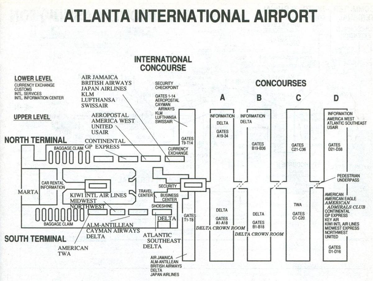 Atlanta bandara internasional terminal peta