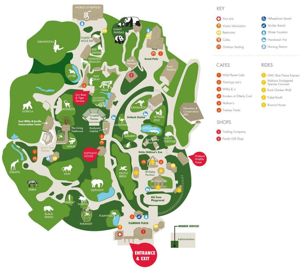 peta kebun binatang Atlanta