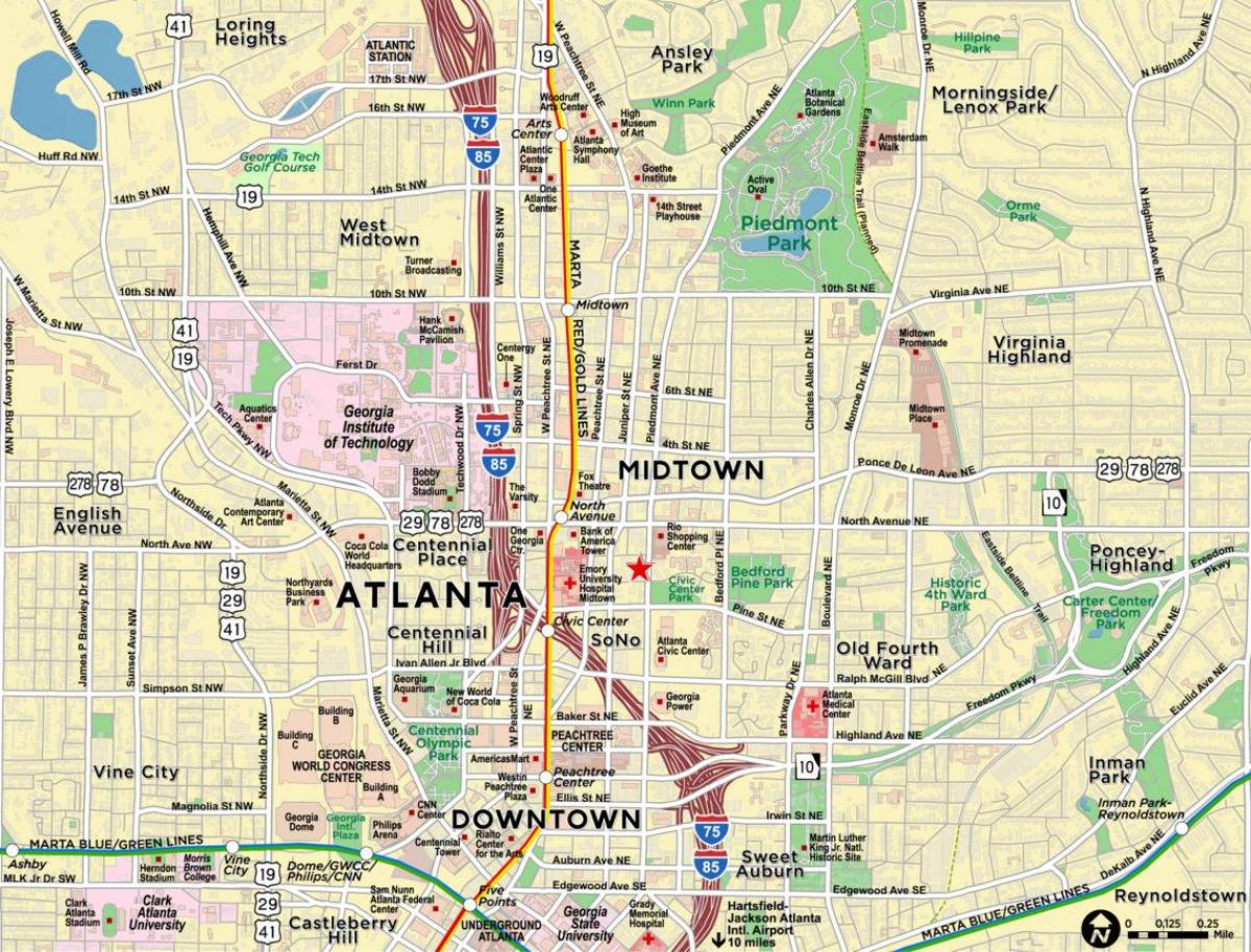 peta dari midtown, Atlanta