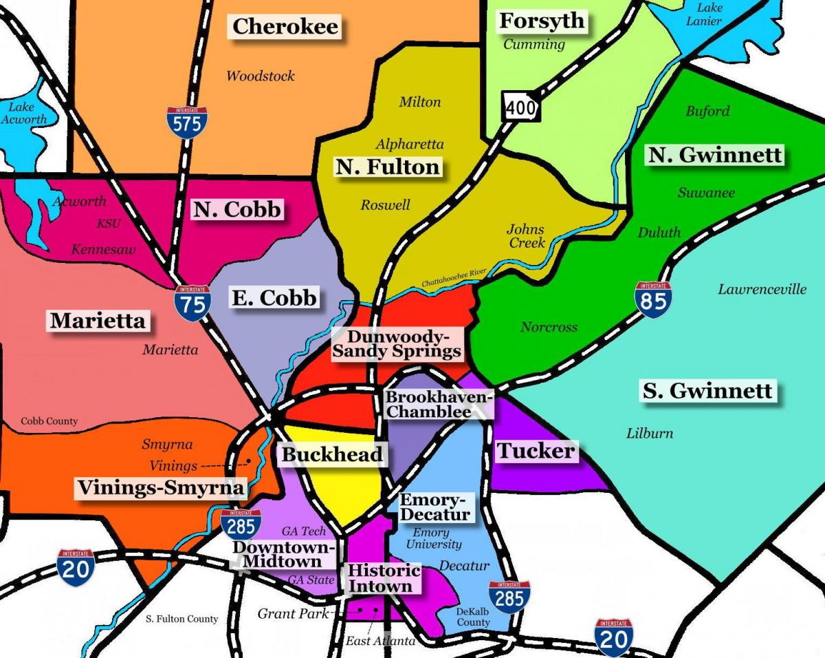 peta dari pinggiran kota Atlanta