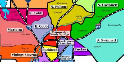Peta dari pinggiran kota Atlanta